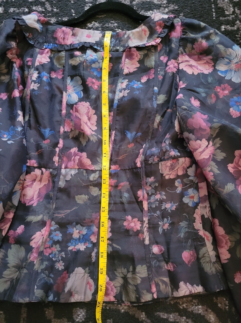 Anthropologie Floral Sheer Blouse - Black, Pink, Blue - Picture 7 of 11